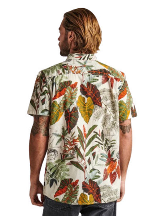 Roark Revival Scholar Lake Viahiria Men's Shirt Short Sleeve Floral Beige