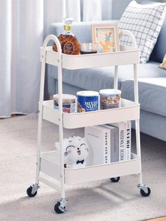 Next Metallic Kitchen Trolley 3 Tiers White 41x33x80cm