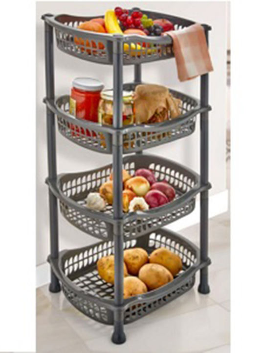 Chios Hellas Kitchen Trolley Plastic in Gray Color 4 Slots 41x30x76cm