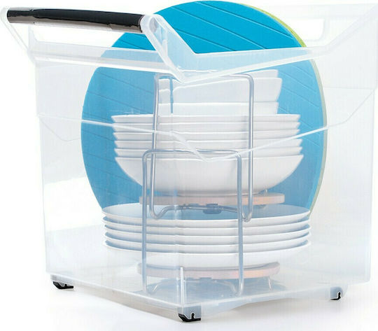 Prosperplast Plastic Storage Box with Wheels Transparent 48x17.7x25.6cm