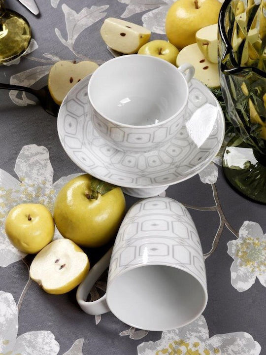 Cryspo Trio Ovvio Porcelain Tea Cup Set 250ml White