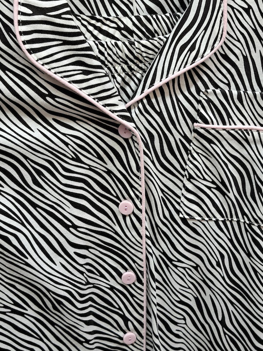 Noidinotte Sommer Damen Pyjama-Set Baumwolle Zebra