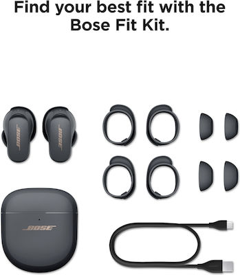 Bose QuietComfort Earbuds II Bluetooth Handsfree Ακουστικά με Αντοχή στον Ιδρώτα και Θήκη Φόρτισης Eclipse Grey