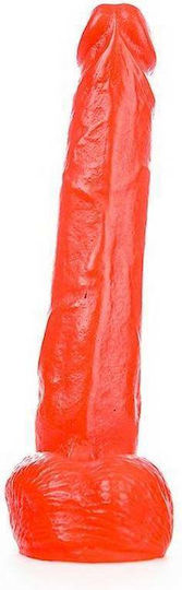 All Black All Red Luis Glass Dildo with Scrotum Red 21cm