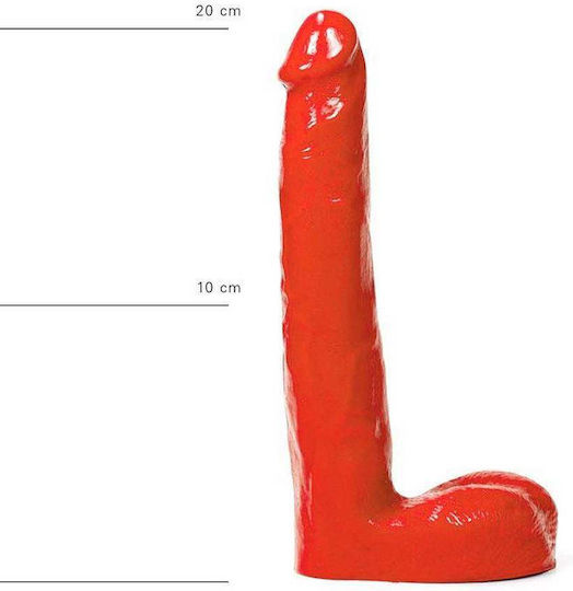 All Black All Red Luis Glass Dildo with Scrotum Red 21cm