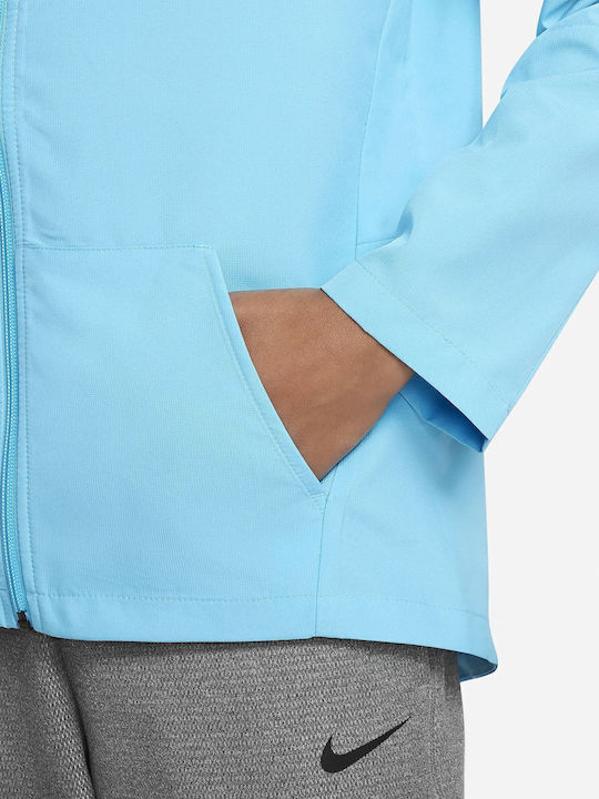 Kids' Sports Jacket Dri-Fit Short with Hood Blue