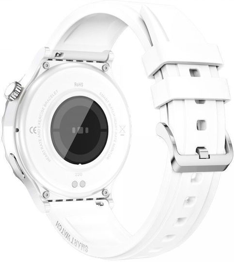 Aoke E23 Stainless Steel 44mm Smartwatch με Παλμογράφο (Λευκό)
