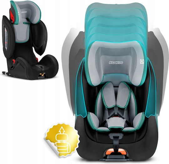 Ricokids Qway Baby Car Seat with Isofix Black / Grey / Mint 9-36 kg