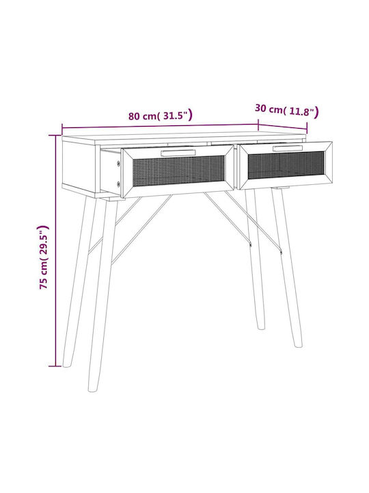 Wooden Console Table L80xW30xH75cm