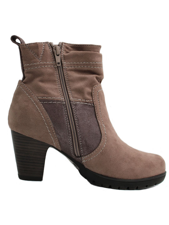 Level Anatomic Suede Women's Ankle Boots with Medium Heel Brown