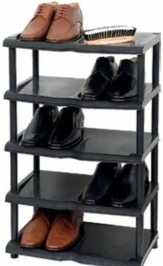 Plastic Shoe Organizer With 5 Shelves Black L50xD31xH90cm CODE 328