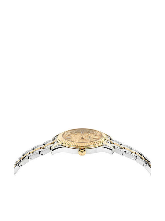 Versace Greca Γυναικείο Ρολόι 35mm Μπαταρίας με Ασημί Μεταλλικό Μπρασελέ