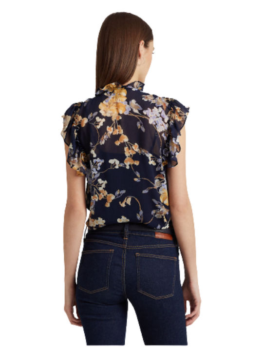 Ralph Lauren Women's Floral Sleeveless Shirt Navy Blue