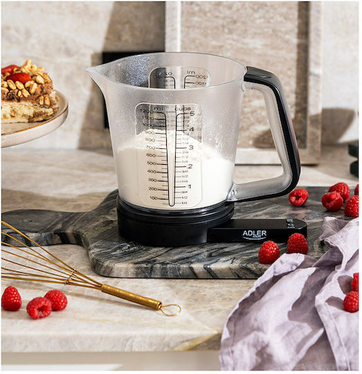 Adler Zughi Digitală De Bucătărie Cu Cană Gradată Până La 5kg Neagră