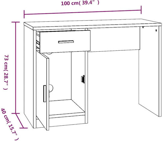 Γραφείο Ξύλινο Γκρι Σκυροδέματος 100x40x73εκ.