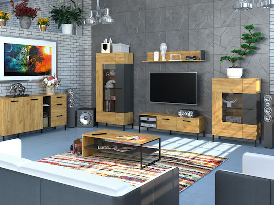 Bufet Golden Oak/Graphite 155x42x92.5cm