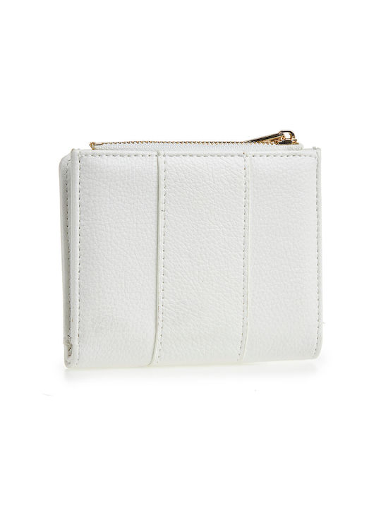 Verde Small PU Leather Clip & Zipper Wallet White 13x3x9cm