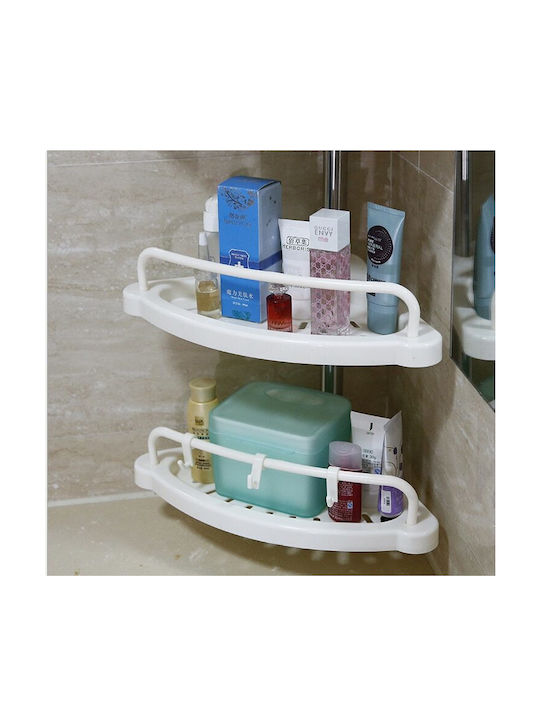 Corner Wall Mounted Bathroom Shelf Plastic with 4 Shelves 33.5x21.5x260cm White