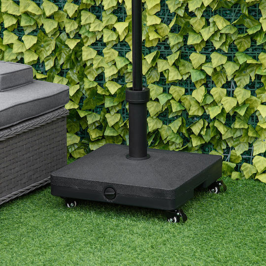 Outsunny Stand de umbrelă din Plastic cu Roți Negru 45x45x39cm