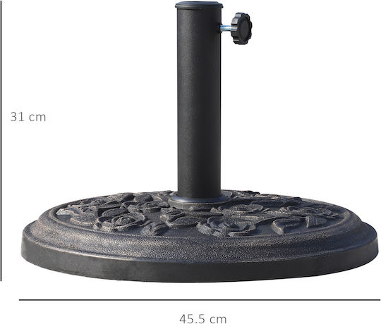 Outsunny Umbrella Stand made of Metal Black Velvet-Black Metal 45.5x45.5x31.5cm