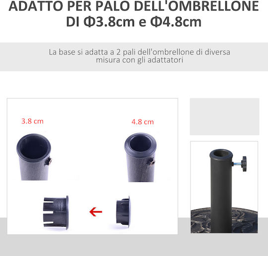 Outsunny Umbrella Stand made of Metal Black Velvet-Black Metal 45.5x45.5x31.5cm