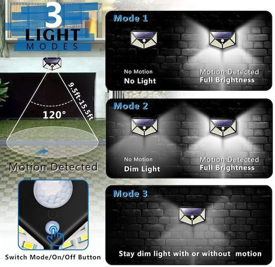 Street Solar Light 7W 700lm Cold White 6000K with Motion Sensor and Photocell 10cmx14cmx6cmcm