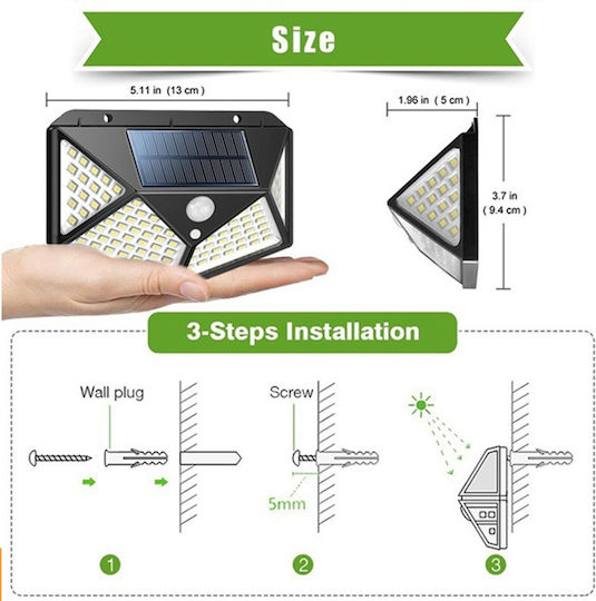 Street Solar Light 7W 700lm Cold White 6000K with Motion Sensor and Photocell 10cmx14cmx6cmcm