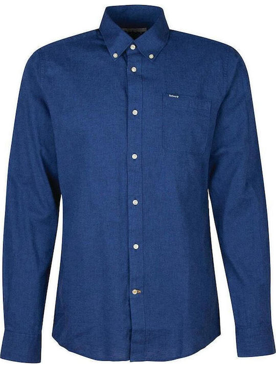 Nelson Long-sleeved Linen Shirt Navy Blue