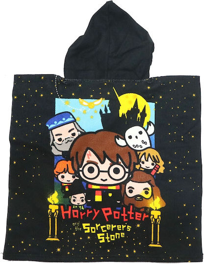 Warner Bros Παιδικό Πόντσο Θαλάσσης Harry Potter Μαύρο 110 x 55εκ.
