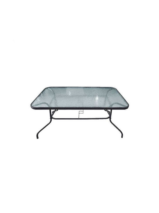 Маса Стабилна Метален със Стъклена Повърхност Steel Сив 140x80x70бр