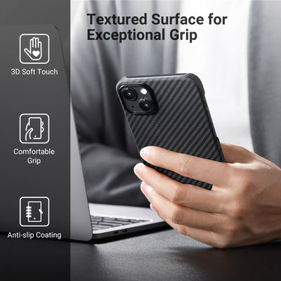 Pitaka Aramid Back Cover Aramid Fiber 1.05mm Black (iPhone 14)