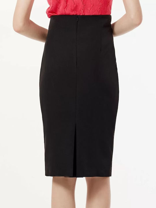 Forel Pencil High Waist Midi Skirt in Black color