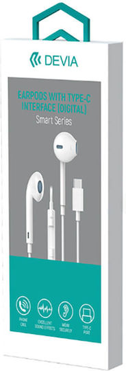 Devia EM048 Слушалки Безжични Стерео с жак USB-C Бял