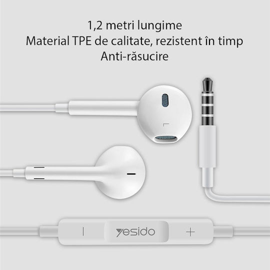 Yesido YH-09 În ureche Handsfree cu Mufă 3.5mm Alb