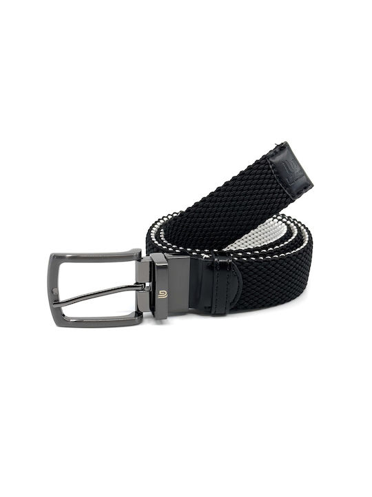 Legend Accessories Men's Knitted Leather Elastic Double Sided Belt Black