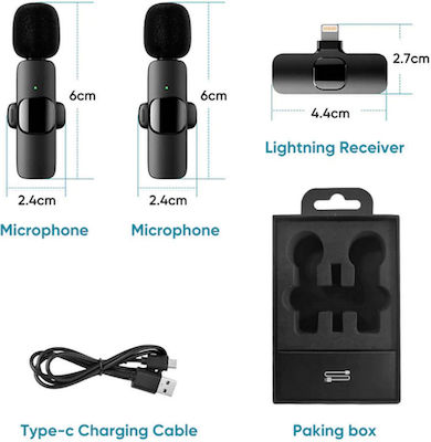 Apexel Ασύρματο Μικρόφωνο K9 Lightning Set Επαφής