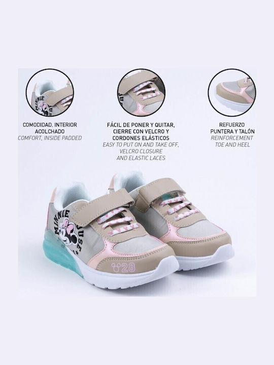 Minnie Mouse Kids Sneakers with Scratch & Lights Beige