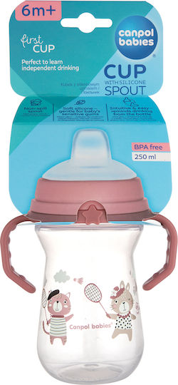 Canpol Babies 56/613 Educational Sippy Cup Plastic with Handles Pink for 6m+m+ 250ml