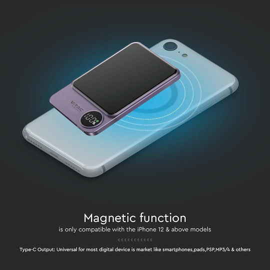 V-TAC MagSafe Power Bank 5000mAh 20W mit USB-C Anschluss Purple