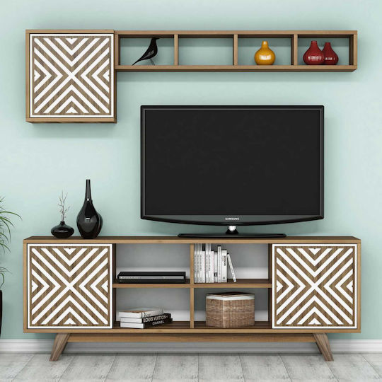 Unitate TV pentru sufragerie Walnut / White L160xA35xÎ56.2buc