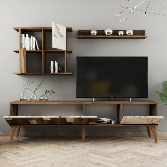 Животно помещение ТВ единица Walnut / White Д180xШ33.8xВ48.6бр