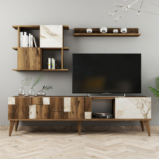 Животно помещение ТВ единица Walnut / White Д180xШ33.8xВ48.6бр