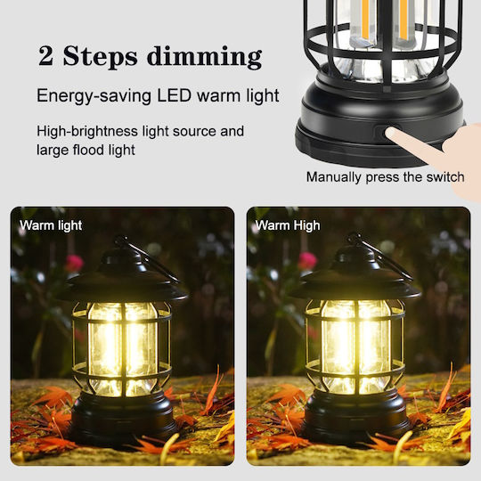 GB-22 Led Battery Camping Lantern with Hook and 2 Functions 300lm