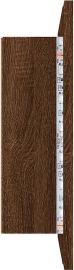 vidaXL Rechteckiger Badezimmerspiegel LED aus Spanplatte mit Schrank 60x45cm Braun