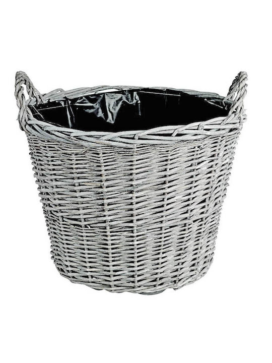 JK Home Decoration Διακοσμητικό Καλάθι Ψάθινο με Χερούλια Γκρι Με Μαύρη Επένδυση 40x40x32εκ.