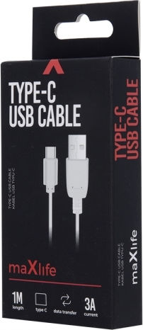 Maxlife USB 2.0 Cable USB-C male - USB-A male Λευκό 1m (MAXLIFETYPECWH)