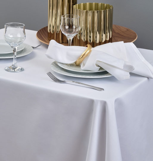 Blanc de Blanc Tischdecke Solide Linie Weiß 140x140cm