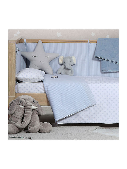 Nef-Nef Homeware Above The Stars Βρεφικό Κουβερλί Βαμβακερό Γκρι 110x140cm