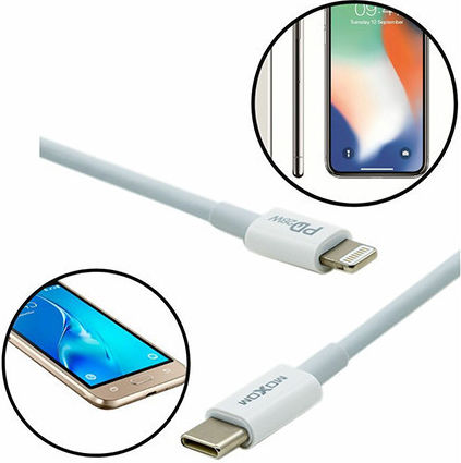 Moxom USB-C to Lightning Cable 28W Λευκό 1m (MX-CB19)