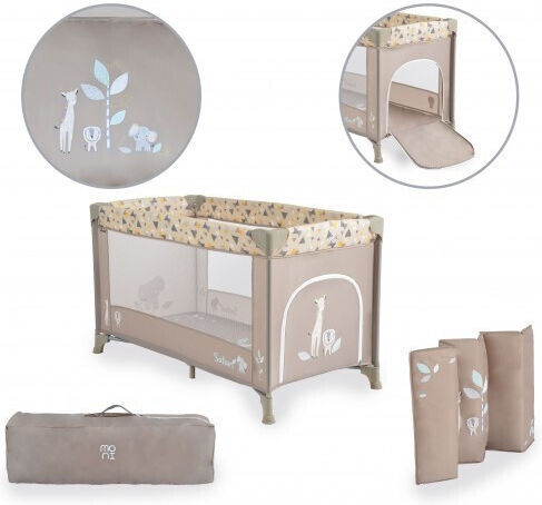 Moni Safari Παρκοκρέβατο με Στρώμα Μπεζ 125x65cm